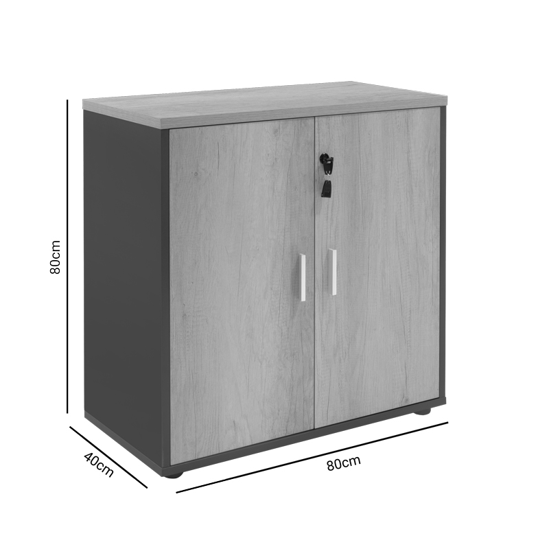 Ντουλάπι γραφείου χαμηλό επαγγελματικό Lotus pakoworld χρώμα φυσικό ανθρακί 80x40x80εκ 6