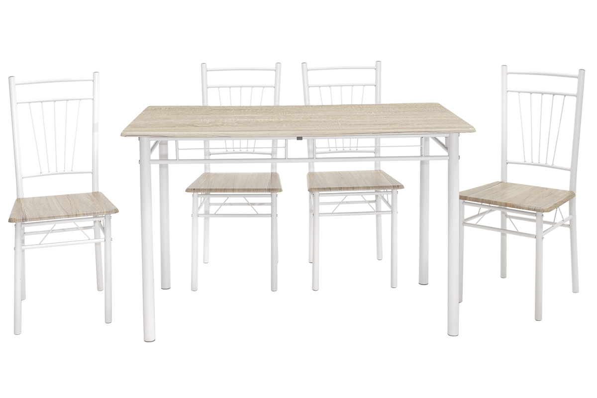 Τραπεζαρία Roza pakoworld σετ 5τμχ χρώμα sonoma - πόδια λευκό gloss 120x70x75εκ 3