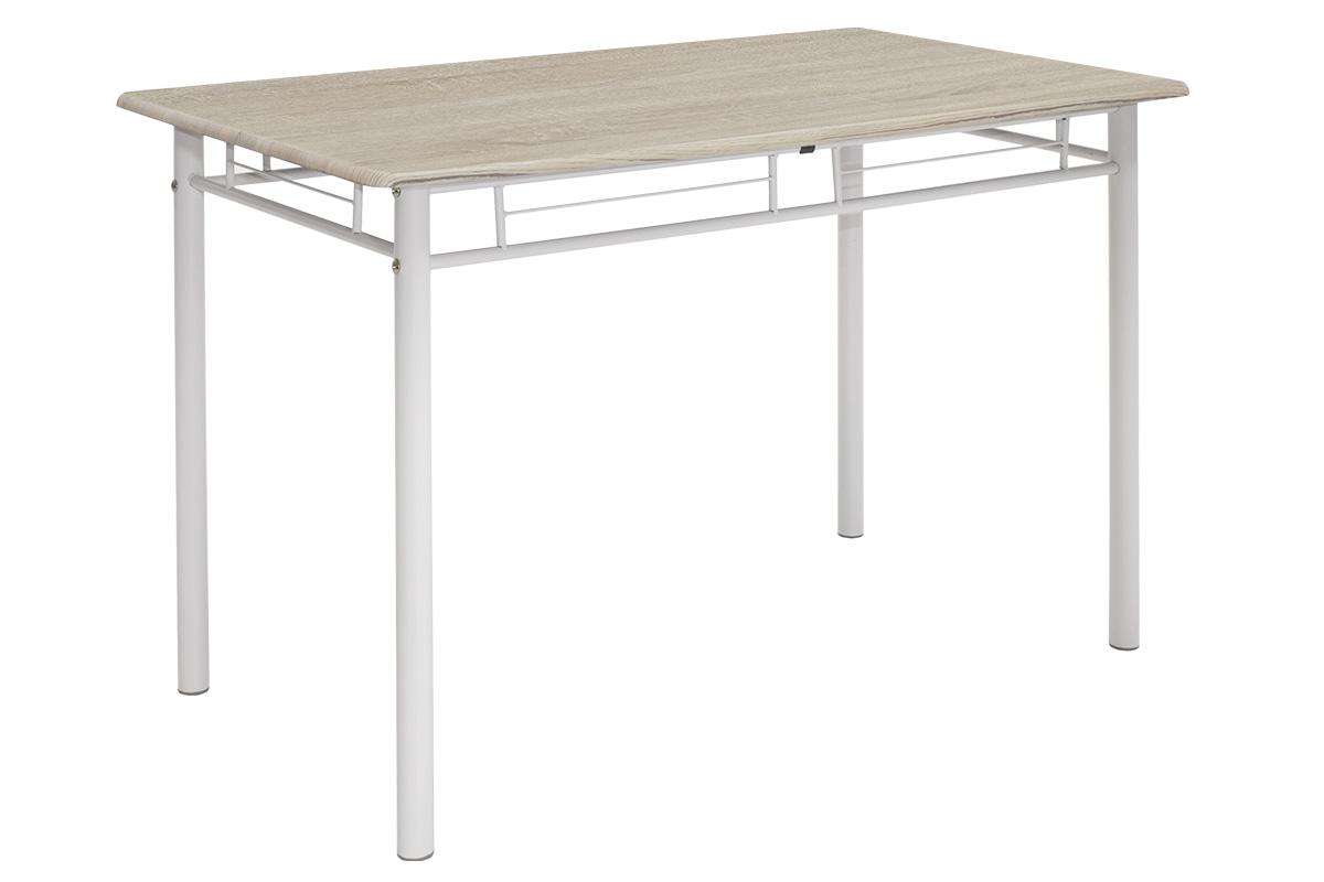 Τραπεζαρία Roza pakoworld σετ 5τμχ χρώμα sonoma - πόδια λευκό gloss 120x70x75εκ 4