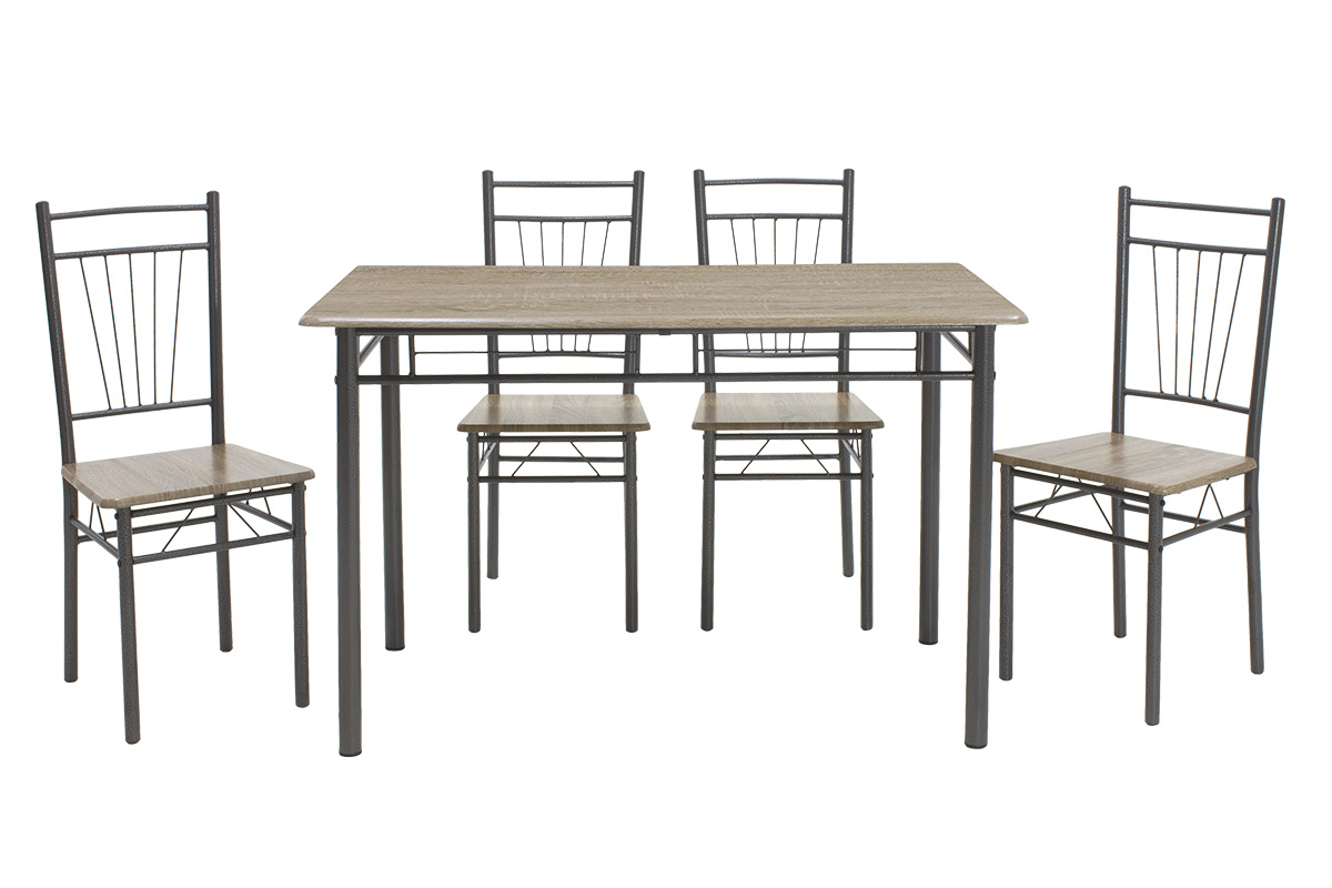 Τραπεζαρία Roza pakoworld σετ 5τμχ χρώμα sonoma - πόδια ανθρακί σφυρήλατο 120x70x75εκ 3