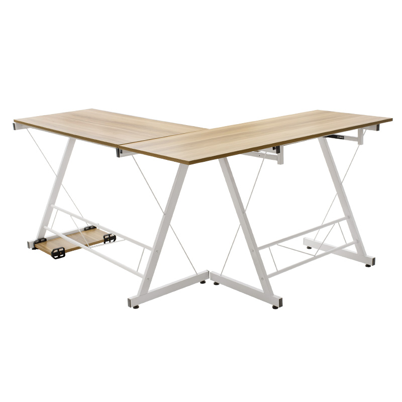 Γραφείο γωνιακό αναστρέψιμο Levi pakoworld-MDF χρώμα oak-λευκό 158x120x73εκ 3