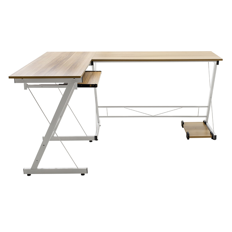 Γραφείο γωνιακό αναστρέψιμο Levi pakoworld-MDF χρώμα oak-λευκό 158x120x73εκ 4