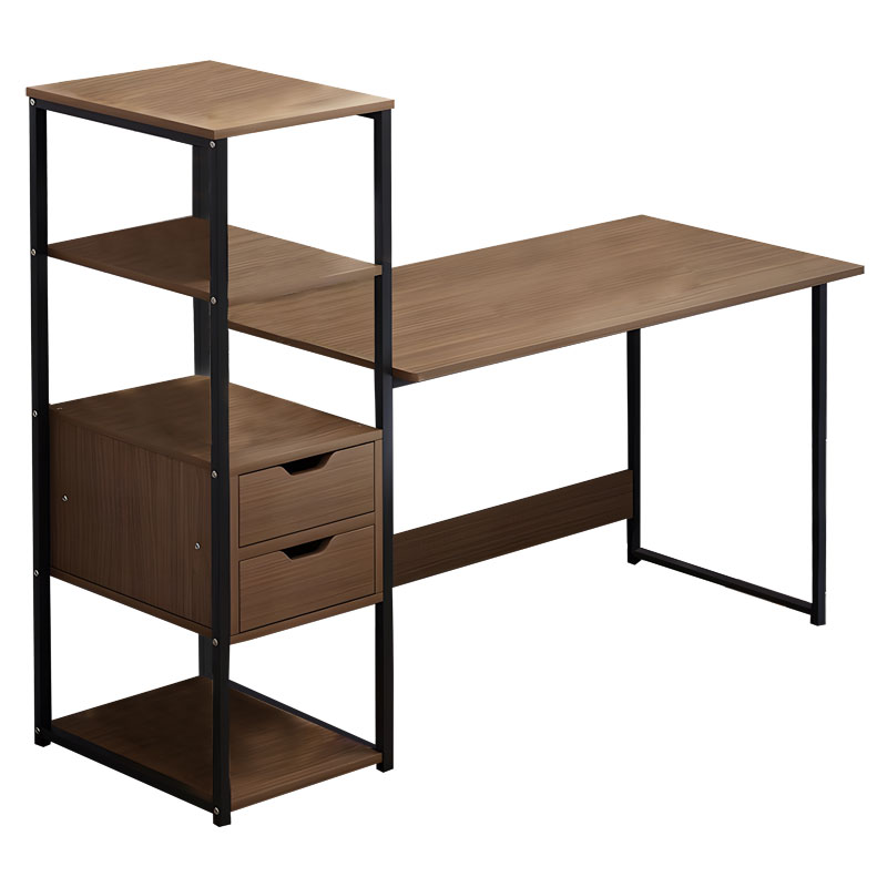 Γραφείο Zayn ΙΙ pakoworld με ραφιέρα-MDF καρυδί-μαύρο 107x40x110εκ 1