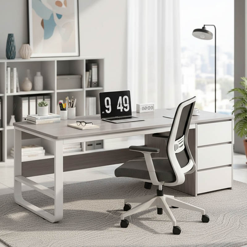 Γραφείο Salto pakoworld με συρταριέρα-MDF γκρι-λευκό 120x48x74εκ 2