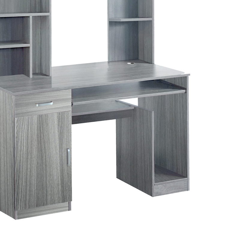 Γραφείο υπολογιστή με βιβλιοθήκη Novelty pakoworld γκρι-oak 120x55x182εκ 3
