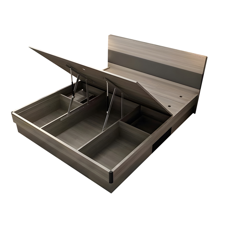 Κρεβάτι Daizy pakoworld διπλό με αποθηκευτικό χώρο ανοιχτό καρυδί-γκρι150x200εκ 3