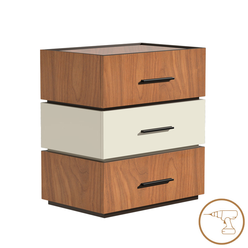 Κομοδίνο Sonlen pakoworld mdf σε καρυδί-μπεζ απόχρωση 60x40x66εκ 1