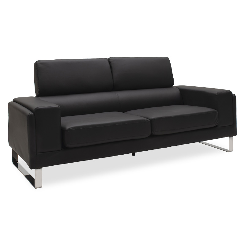 Καναπές Shea pakoworld 3θέσιος pu μαύρο-inox 198x80x87εκ 1