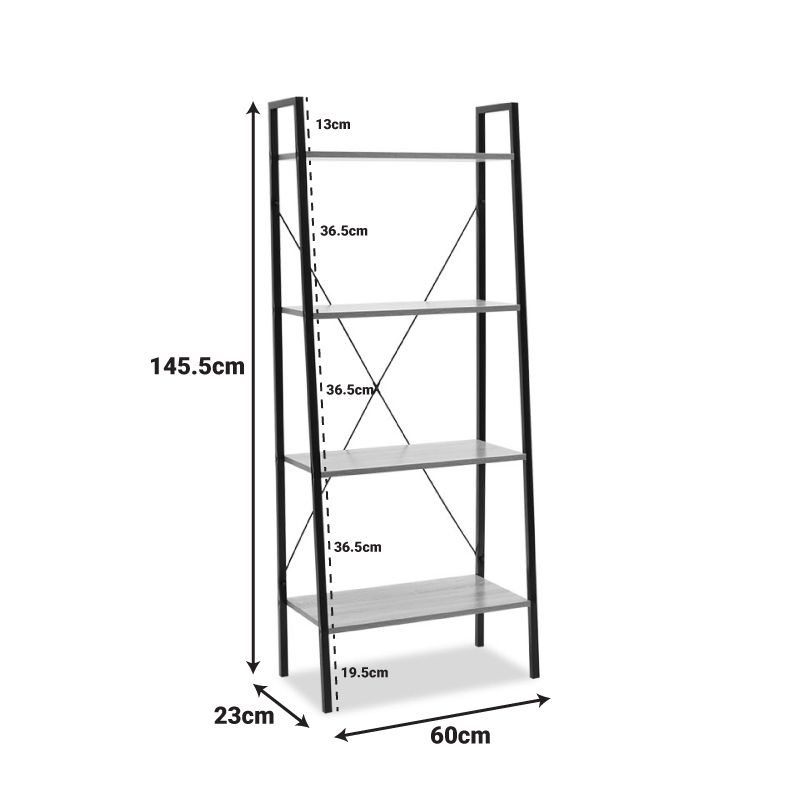 Βιβλιοθήκη-Ραφιέρα Ramon pakoworld φυσικό μελαμίνης-μέταλλο λευκό 60x23x145.5εκ 3