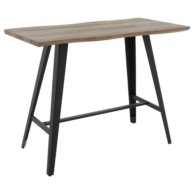 Tραπέζι μπαρ Fortitude pakoworld MDF καρυδί - πόδι μαύρο 140x70x103.5εκ 1