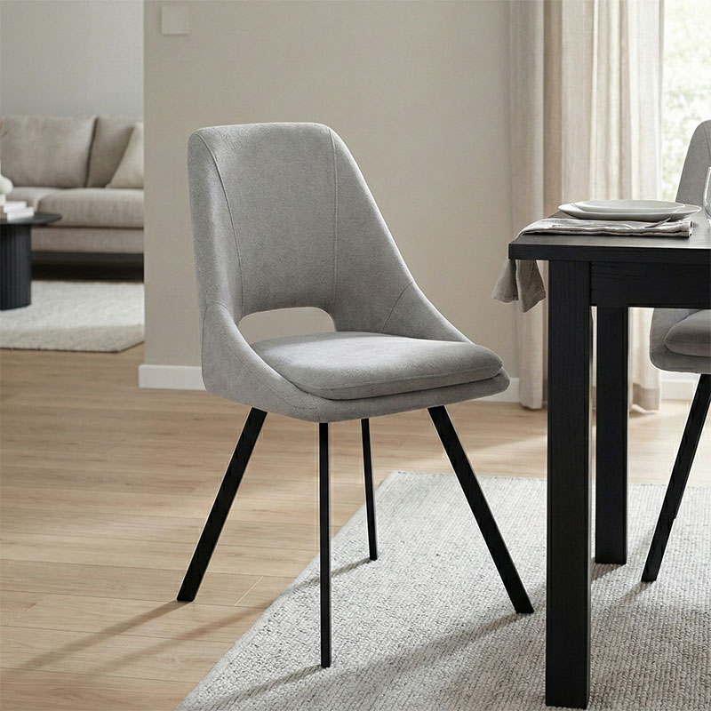 Καρέκλα Initiate pakoworld γκρι ύφασμα-πόδι μαύρο μέταλλο 48x57x85εκ 2