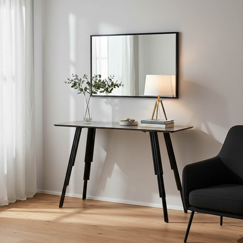 Κονσόλα Lifo pakoworld MDF ανθρακί cement-μαύρο 120x40x75εκ 1