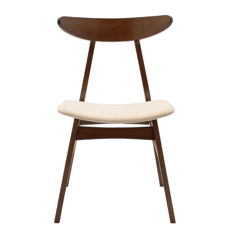 Καρέκλα Orlean pakoworld μπεζ ύφασμα-rubberwood καρυδί πόδι 4