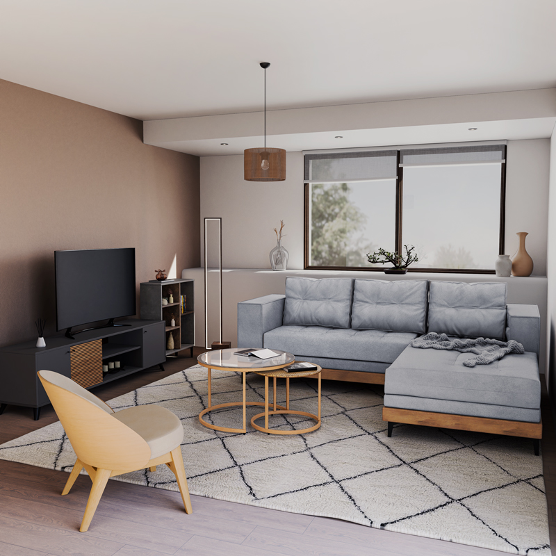 Καρέκλα Sarian pakoworld μπεζ ύφασμα-rubberwood φυσικό πόδι 69,5x71x70.5εκ 2