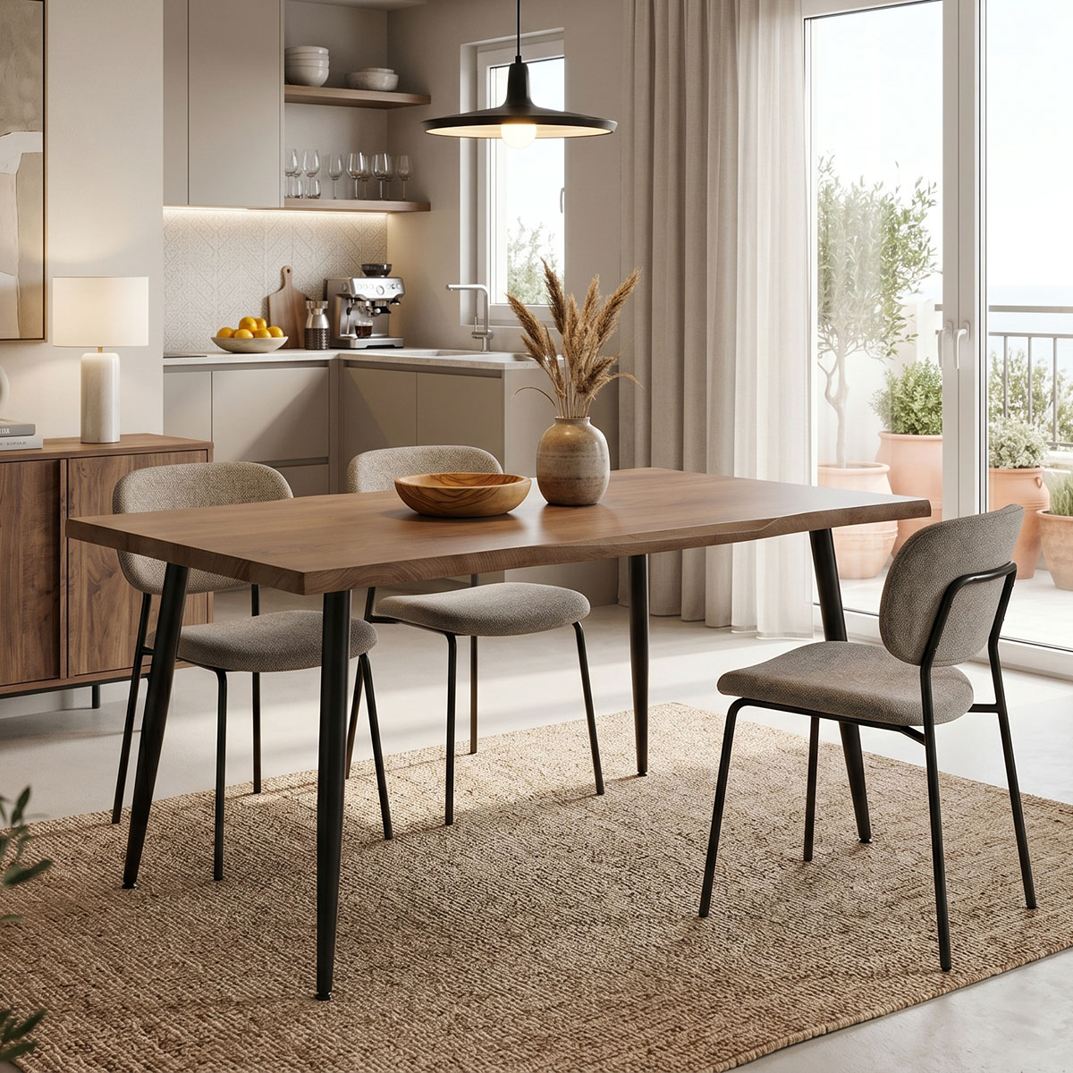 Τραπέζι Neve pakoworld MDF καρυδί-πόδι μεταλλικό μαύρο 140x80x75εκ 1