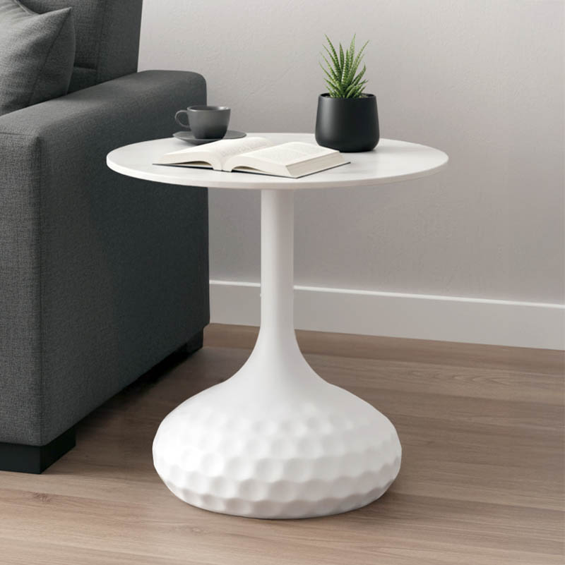 Βοηθητικό τραπέζι Fabron Inart λευκό sintered stone Φ50x52εκ 1