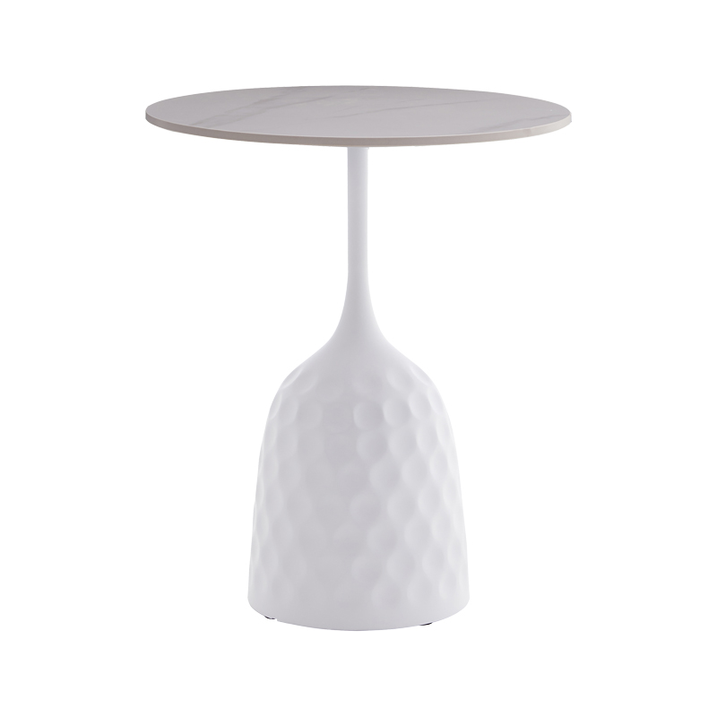 Βοηθητικό τραπέζι Kousien Inart λευκό sintered stone Φ50x60εκ 2