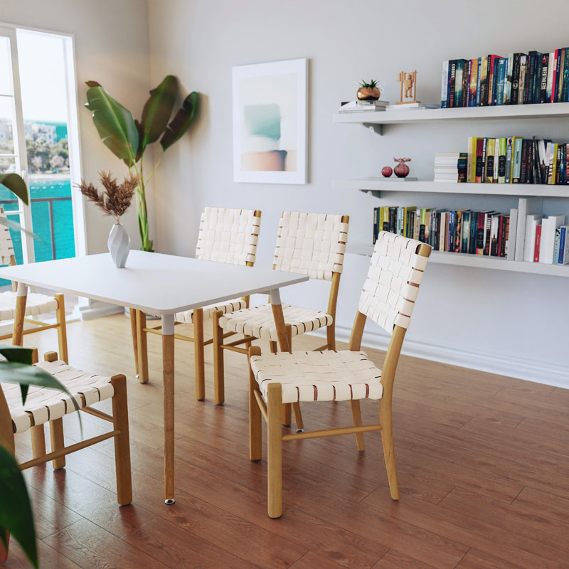 Καρέκλα Brane pakoworld ξύλο sonoma antique-έδρα pu εκρού 2