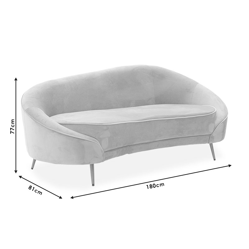 Καναπές 3θέσιος Amora pakoworld βελούδο μπεζ-χρυσό 180x81x77εκ 6