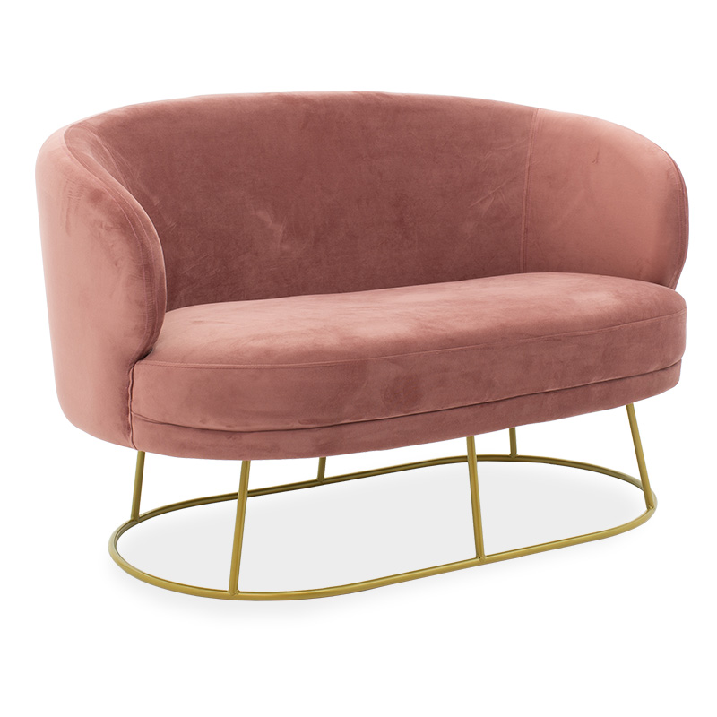 Καναπές 2θέσιος Rony pakoworld βελούδο σάπιο μήλο-χρυσό 132x82x83εκ 2