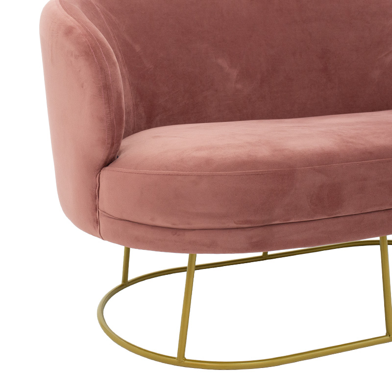 Καναπές 2θέσιος Rony pakoworld βελούδο σάπιο μήλο-χρυσό 132x82x83εκ 5