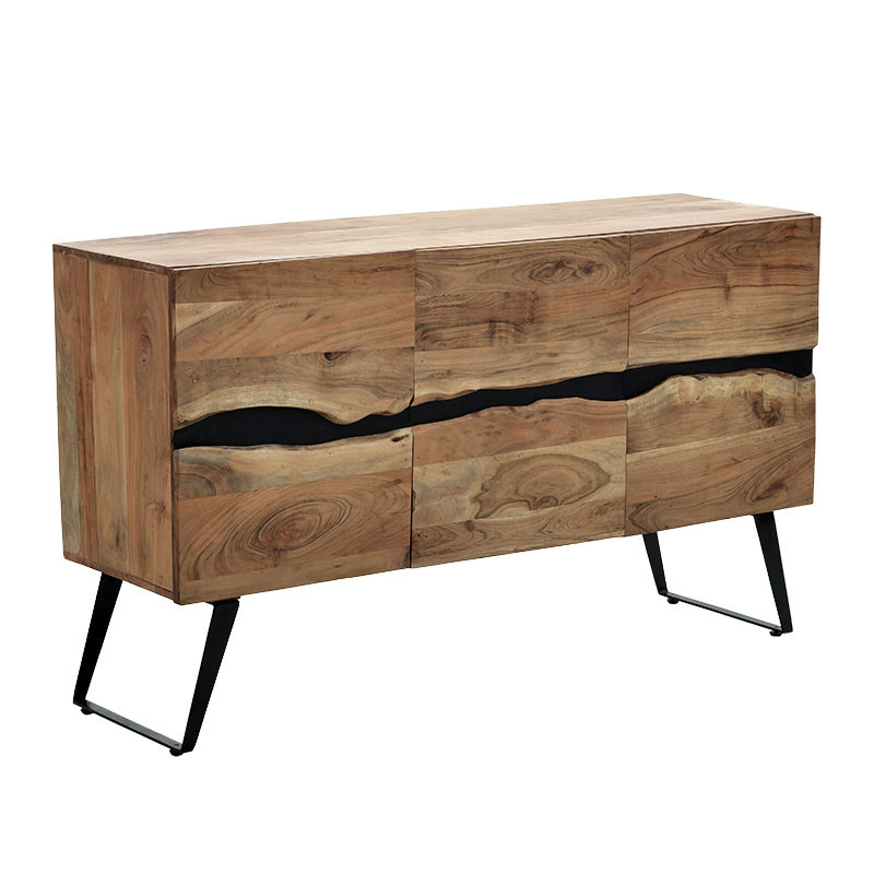 Μπουφές Imena pakoworld μασίφ ξύλο 4εκ φυσικό-μαύρο 148x43.5x86εκ 2