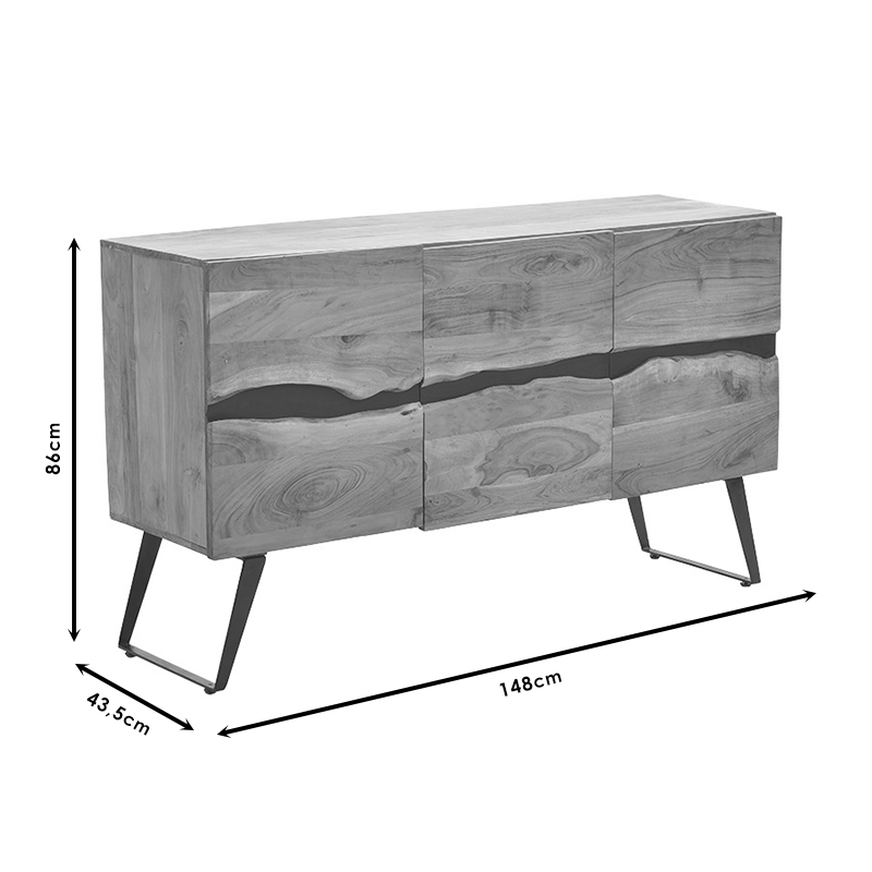 Μπουφές Imena pakoworld μασίφ ξύλο 4εκ φυσικό-μαύρο 148x43.5x86εκ 9