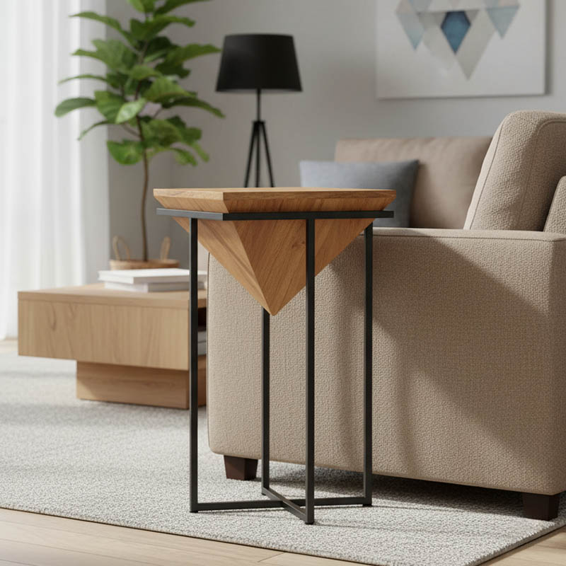 Βοηθητικό τραπέζι σαλονιού Miles pakoworld μασίφ ξύλο ακακίας φυσικό-μαύρο 29x29x54εκ 2