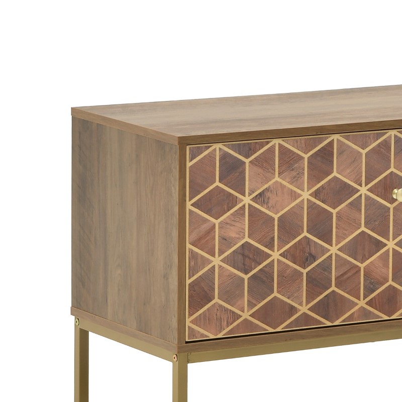 Έπιπλο τηλεόρασης Brilo Inart καφέ-χρυσό ξύλο 145x39x55εκ 2