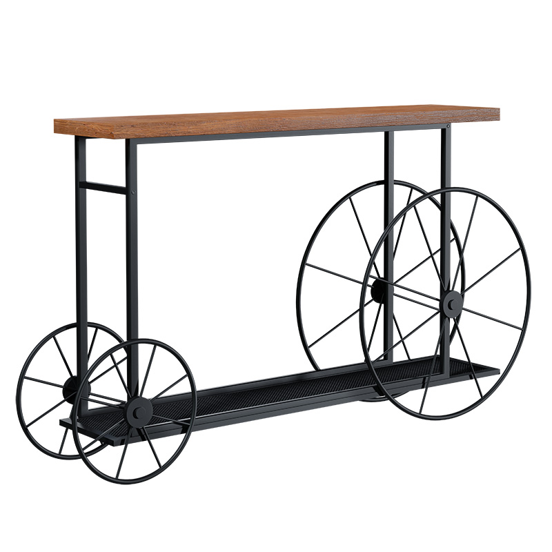 Κονσόλα Bike pakoworld χρώμα μαύρο-καρυδί 148x28x85εκ 2