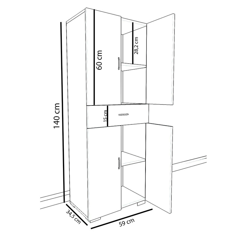 Ντουλάπα-στήλη Laberta pakoworld λευκό 59x34.5x140εκ 4