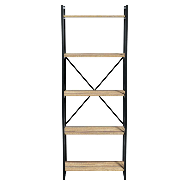 Βιβλιοθήκη Baker pakoworld καρυδί-μαύρο 66x34x180εκ 4