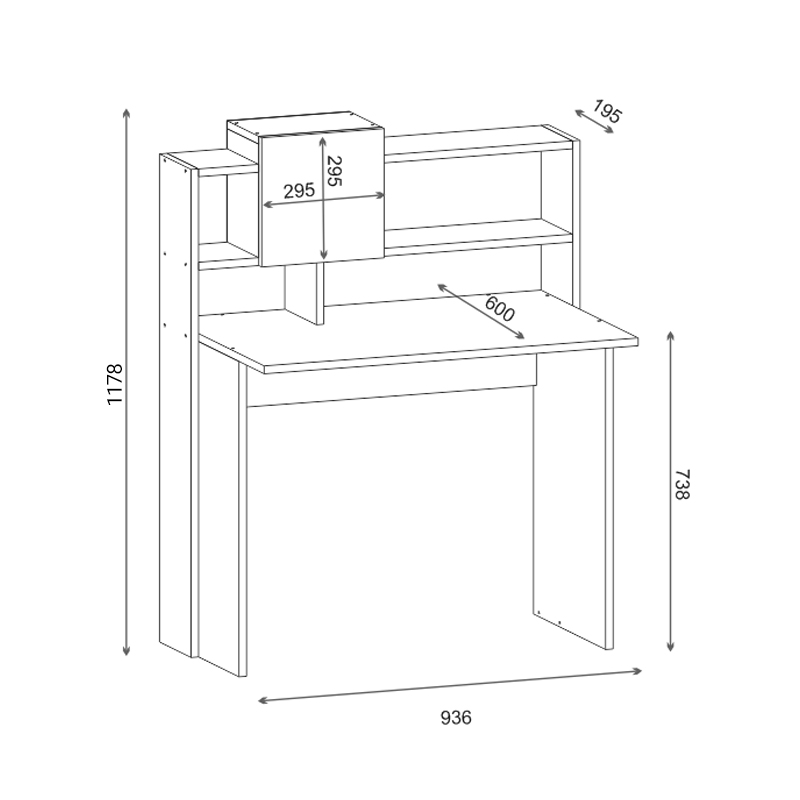 Γραφείο εργασίας Koogi pakoworld σε oak-λευκή απόχρωση 94x60x118εκ 5