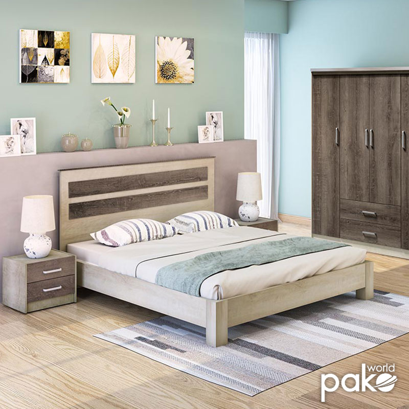 Κρεβάτι διπλό OLYMPUS pakoworld σε χρώμα castillo-toro 160x200εκ 2