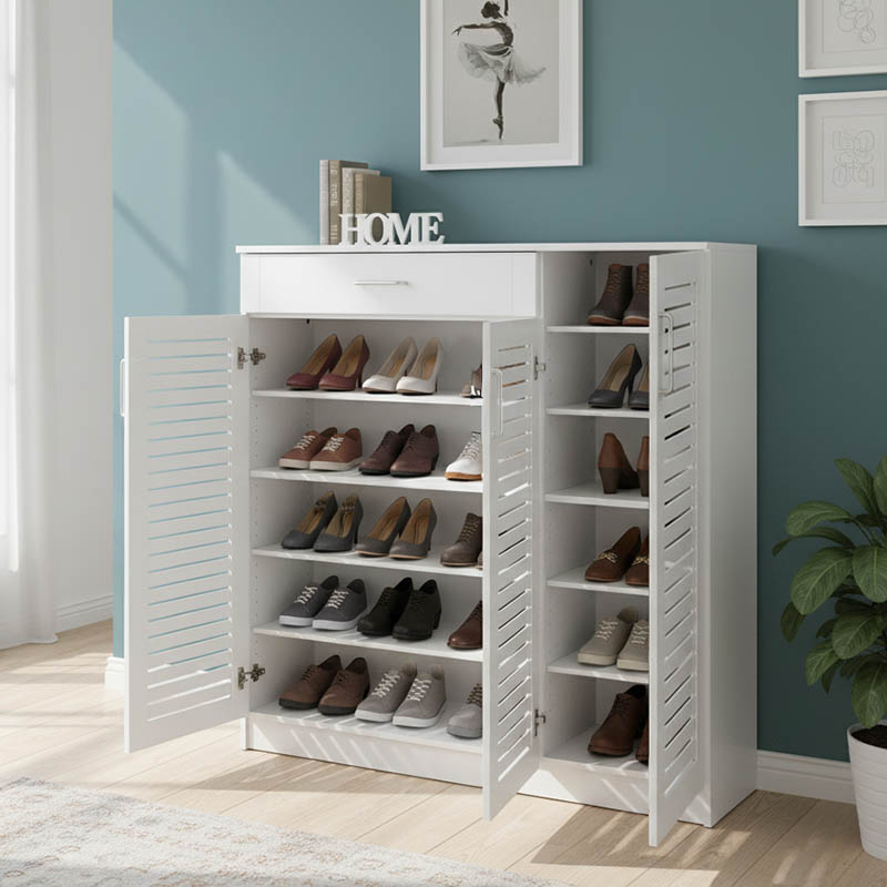 Παπουτσοθήκη-ντουλάπι SANTE pakoworld 30 ζεύγων σε λευκή απόχρωση 120x37x123εκ 3