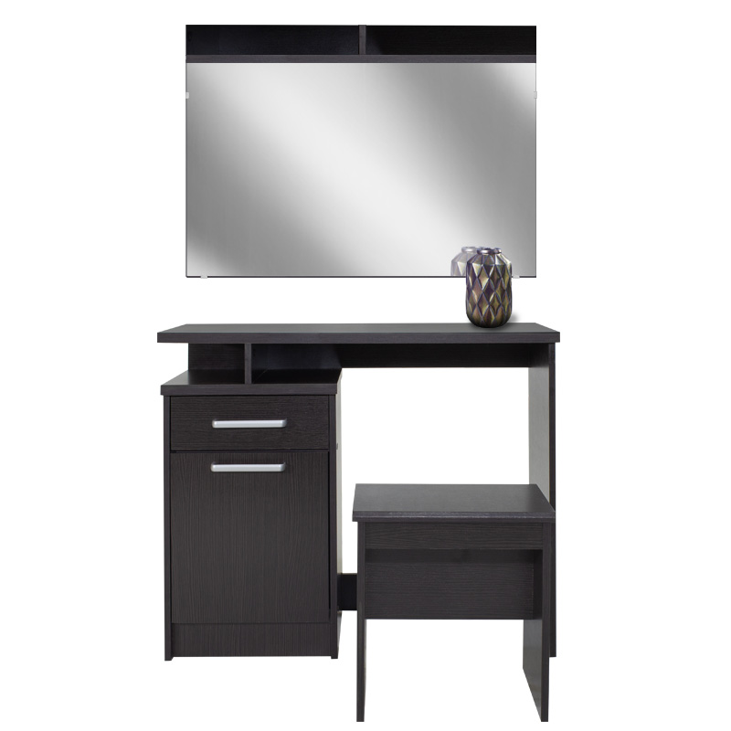 Τουαλέτα κρεβατοκάμαρας OLYMPUS pakoworld με καθρέπτη και σκαμπό χρώμα wenge 3