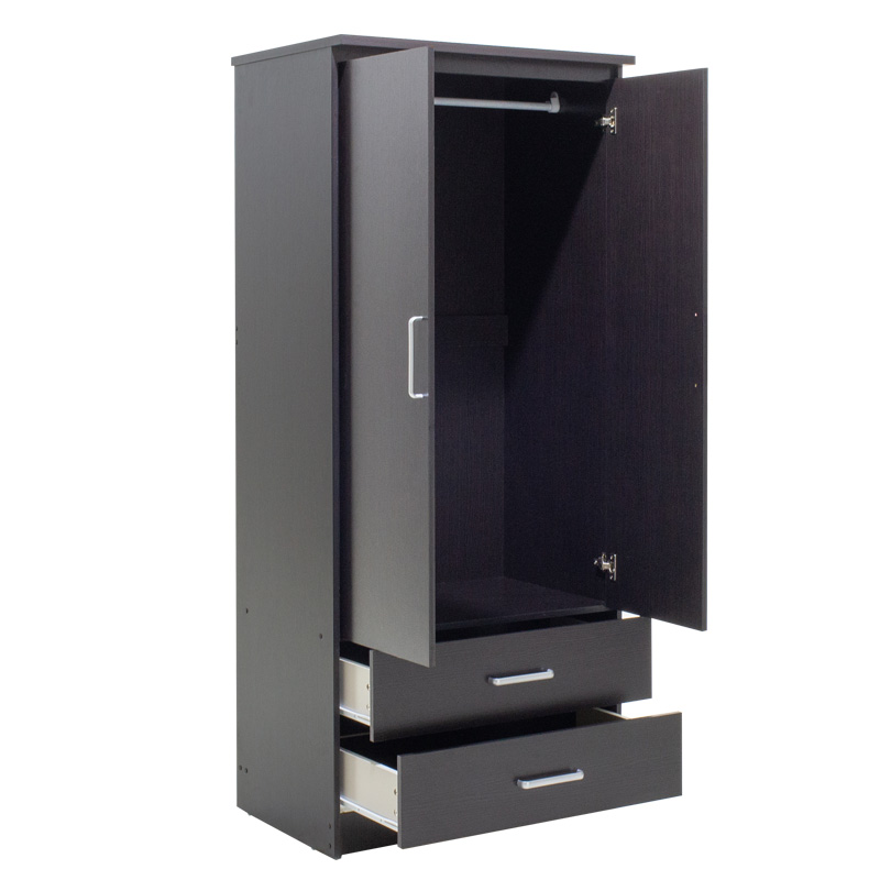 Ντουλάπα ρούχων δίφυλλη OLYMPUS pakoworld χρώμα wenge 81x57x183εκ 5