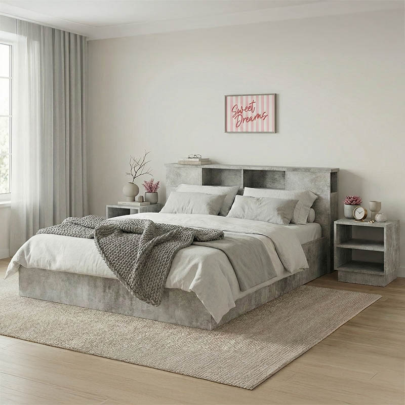 Κρεβάτι διπλό OLYMPUS pakoworld σε χρώμα antique ανθρακί 160x200εκ 1