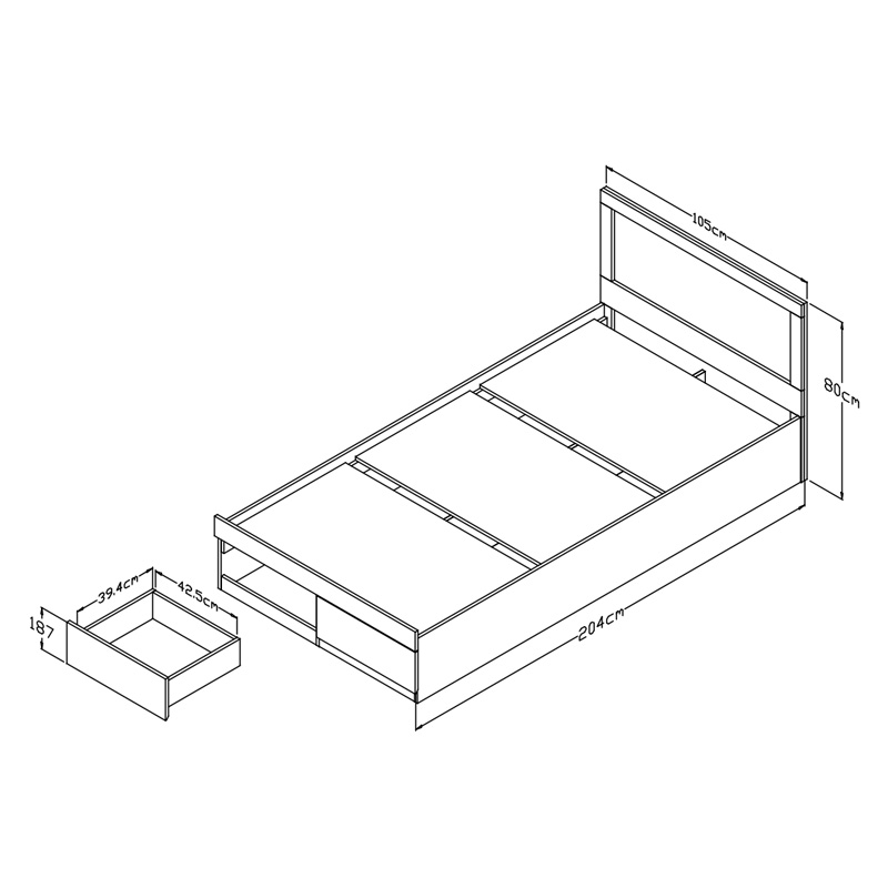 Κρεβάτι Olympus pakoworld με συρτάρι castillo-oak 100x200εκ 6