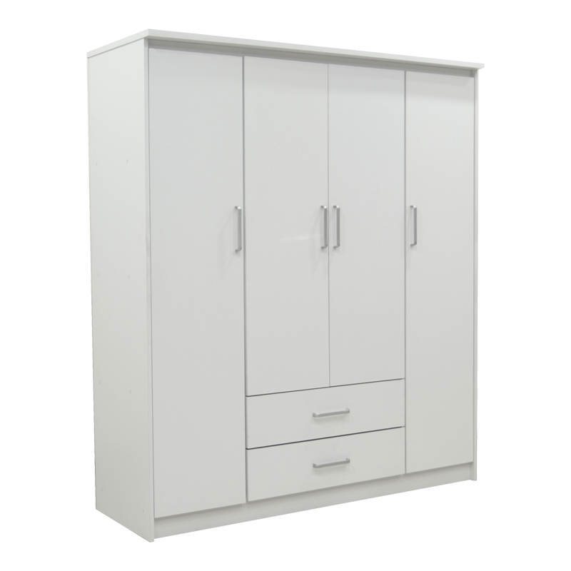 Ντουλάπα ρούχων τετράφυλλη Olympus pakoworld σε λευκή απόχρωση 159x57x183εκ 2