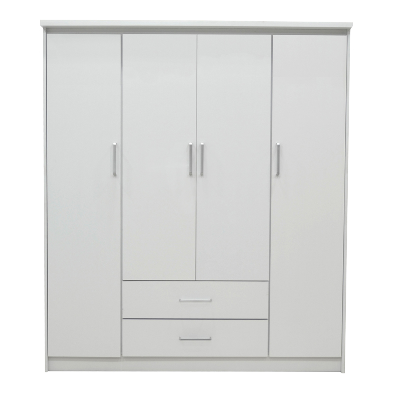 Ντουλάπα ρούχων τετράφυλλη Olympus pakoworld σε λευκή απόχρωση 159x57x183εκ 3