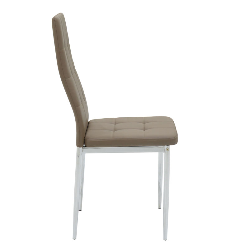 Καρέκλα Cube pakoworld PU μόκα-πόδι χρωμίου 4