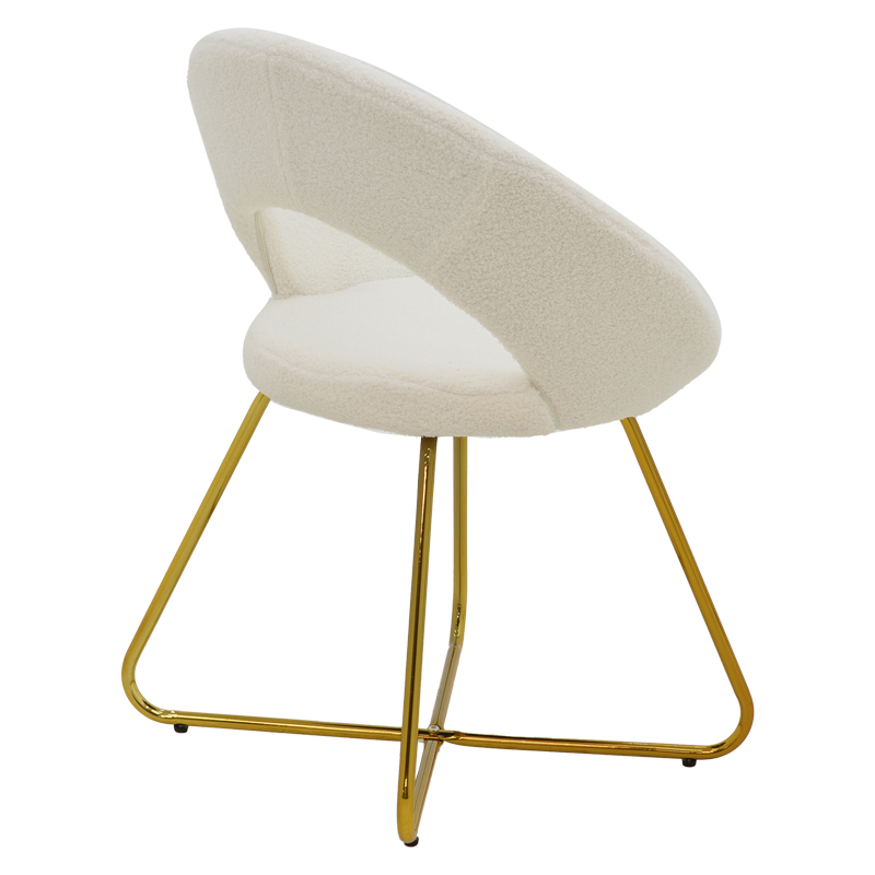 Καρέκλα Valentina pakoworld λευκό μπουκλέ-χρυσό πόδι 65x60x82εκ 2