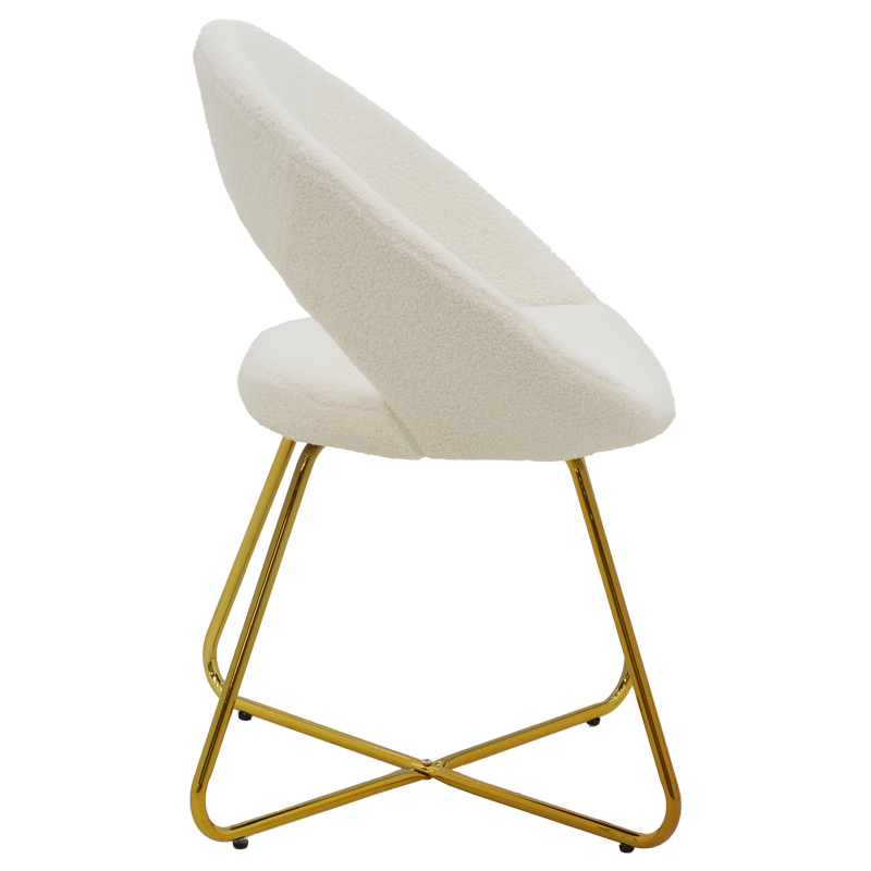 Καρέκλα Valentina pakoworld λευκό μπουκλέ-χρυσό πόδι 65x60x82εκ 3