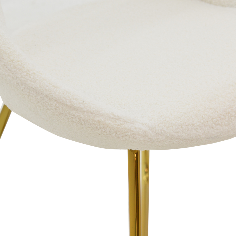 Καρέκλα Valentina pakoworld λευκό μπουκλέ-χρυσό πόδι 65x60x82εκ 7