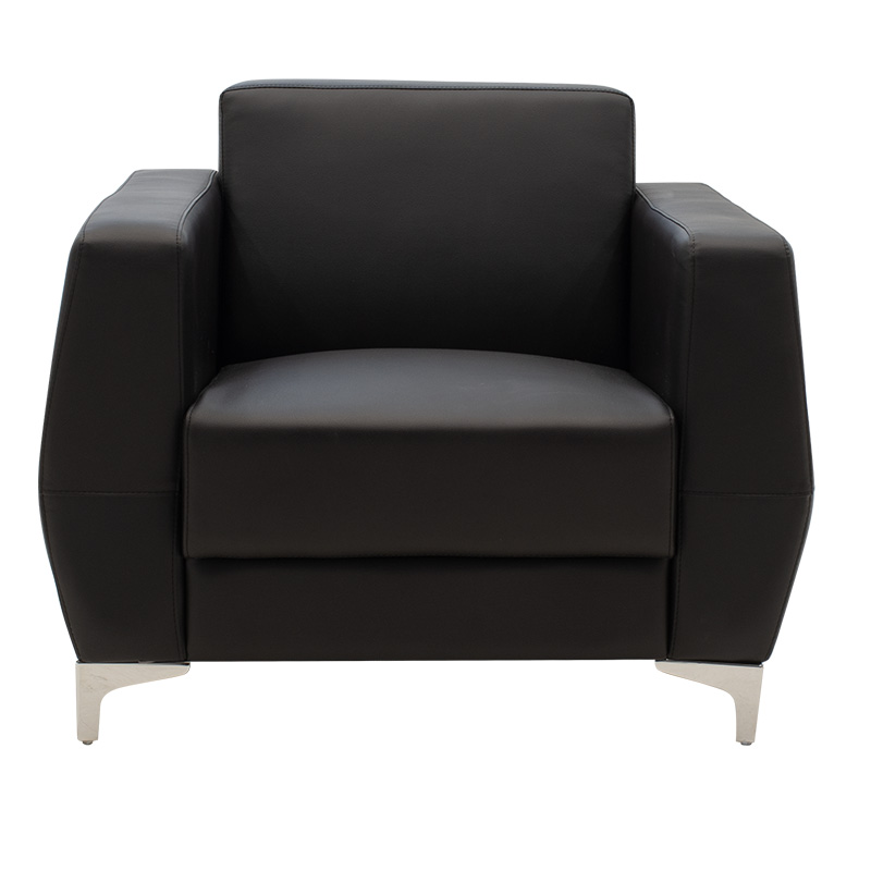 Πολυθρόνα Dermis pakoworld inox-τεχνόδερμα μαύρο 88x75x75εκ 2