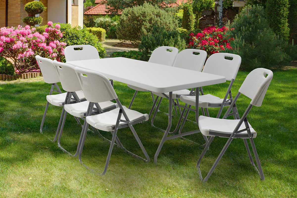 Τραπέζι catering-συνεδρίου Aprilia pakoworld λευκό μονοκόμματη επιφάνεια 183x76x74εκ 2