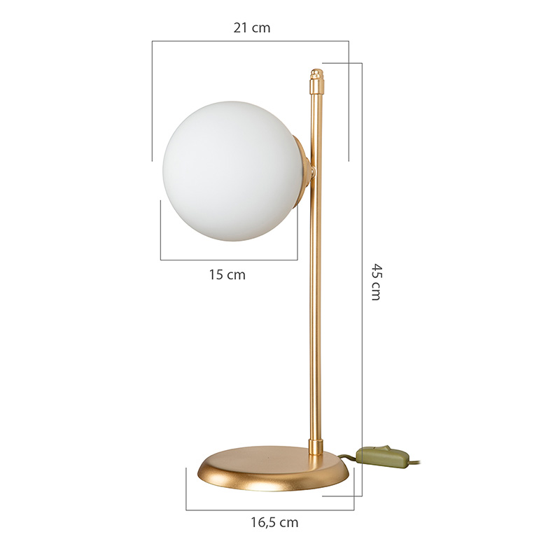 Επιτραπέζιο φωτιστικό Inclusive pakoworld Ε27 χρυσό 16.5x21x45εκ 4