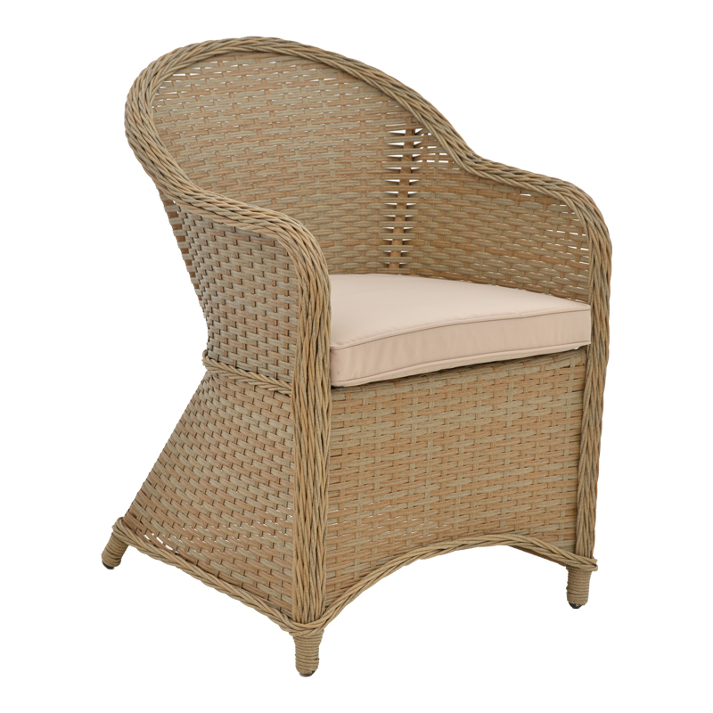 Tραπεζαρία Hadrian-Keir pakoworld σετ 7τεμ καφέ rattan-μπεζ textilene-καφέ αλουμίνιο 180x90x72εκ 2