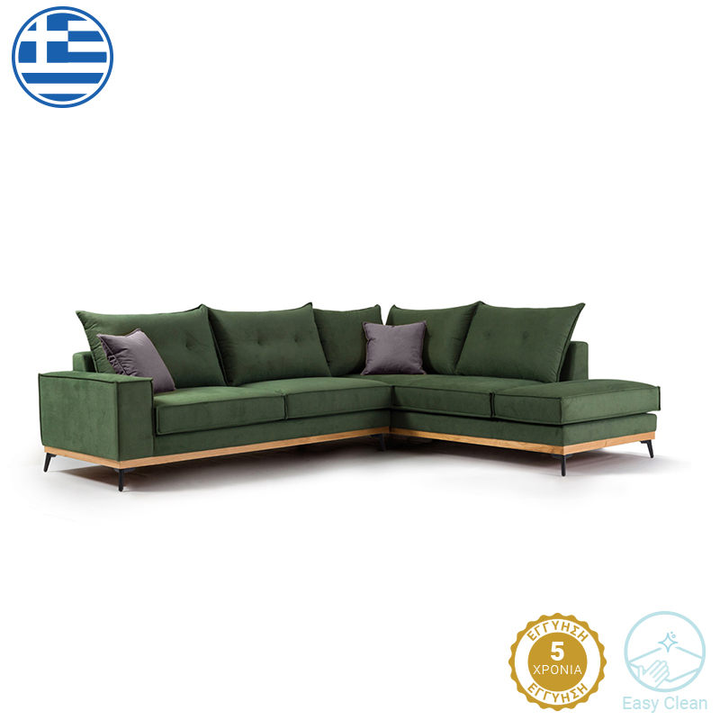 Γωνιακός καναπές αριστερή γωνία Luxury II pakoworld ύφασμα κυπαρισσί-ανθρακί 290x235x95εκ 2